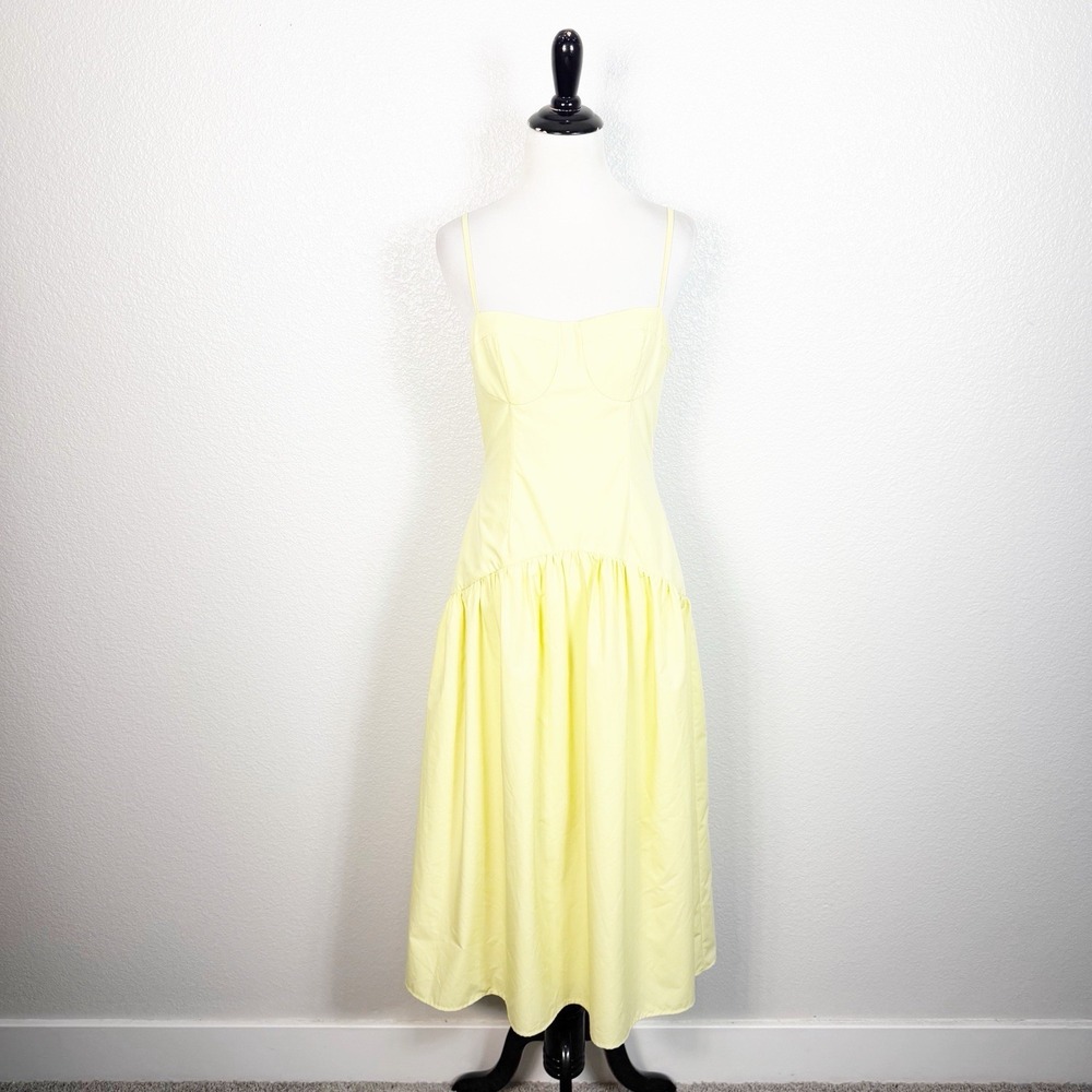 MORE TO COME Revolve Margaery Midi Dress Size Small Yellow Drop Waist Sundress